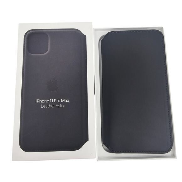 Genuine Apple Leather Folio for iPhone 11 Pro Max Phone Case Black NEW open box - Picture 1 of 7